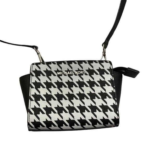 Michael Kors houndstooth mini Selma crossbody bag - Picture 1 of 8
